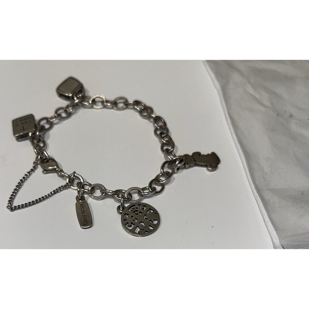 James Avery Sterling Silver Charm Bracelet 7” Retired Charms Teddy Bear Tree
